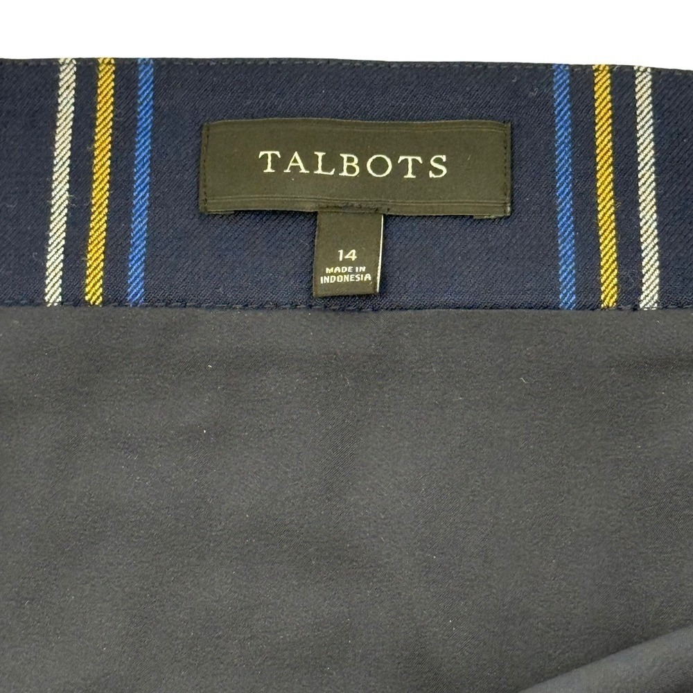 Talbots Plaid Skirt Women 14 Blue Tartan Wool Blend A-Line Mini - Picture 4 of 4